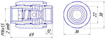 Рис.1. Схема габаритных размеров золотникового линейного гидродросселя ДЛК 8.3-2М